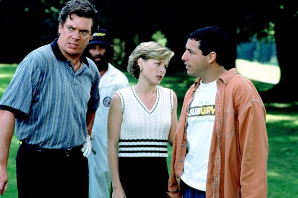Christopher McDonald, Julie Bower and Adam Sandler in the 1996 film Happy Gilmore.
