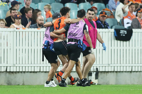 Stephen Coniglio has been sidelined twice by syndesmosis injuries.