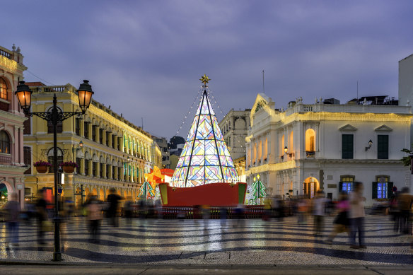 Christmas in Senado Square, Macau, China.