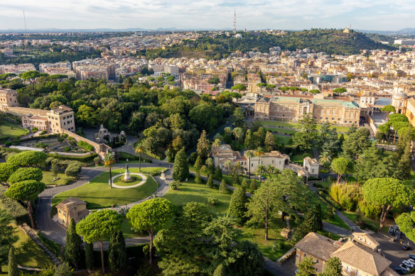 The Vatican gardens, seen from St Peter’s Basilica.
