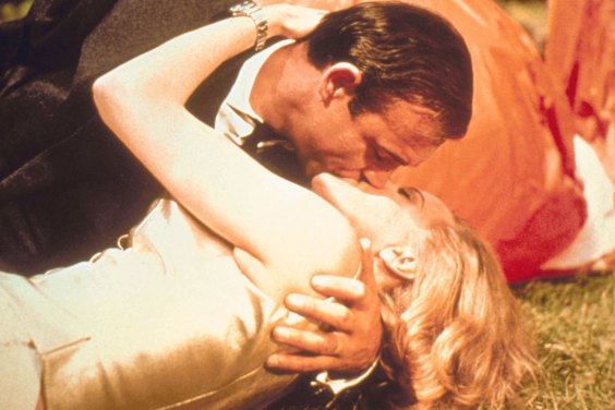 Sean Connery as James Bond and Honor Blackman as Pussy galore in Goldfinger.  
