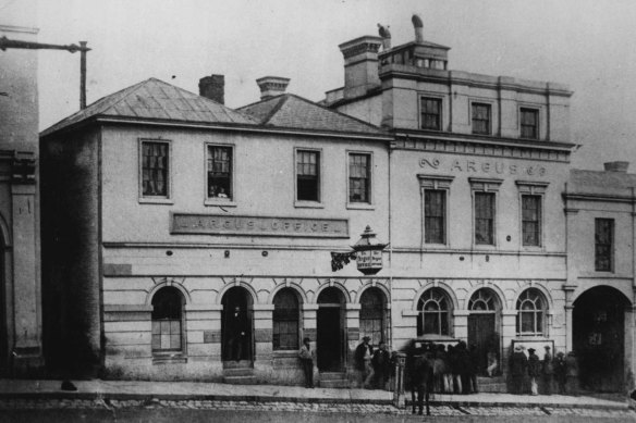The offices of the Argus in 1858.
