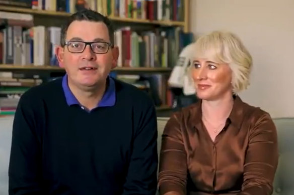 Andrews and his wife, Catherine, announcing his return to work after a back injury last year.