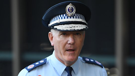 NSW Police Commissioner Mick Fuller speaks to the media during a press conference on Tuesday.