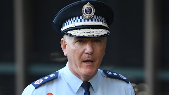 NSW Police Commissioner Mick Fuller speaks to the media during a press conference on Tuesday.