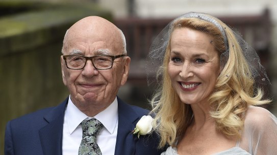 Rupert Murdoch and Jerry Hall at their wedding ceremony in London in 2016.