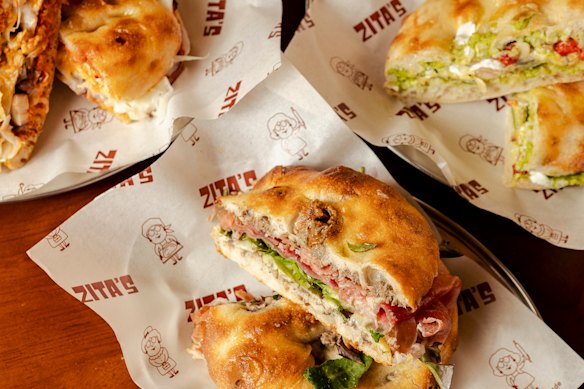 Filled focaccia at Zita’s in South Yarra.