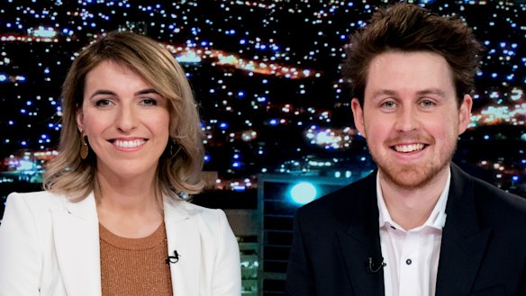 Bracewell and McDonald behind the desk on The Cheap Seats. 