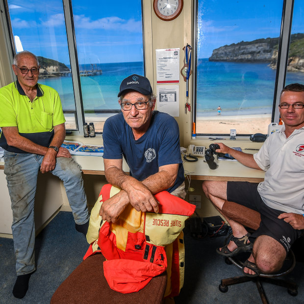 Port Campbell Surf Lifesaving Club members David McKenzie, Phillip Younis and Scott McKenzie.