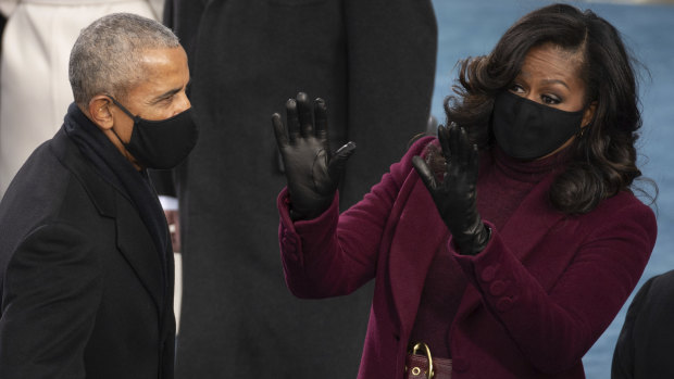 Former President Barack Obama and his wife Michelle  prior to the swearing in ceremony of Joe Biden in January.