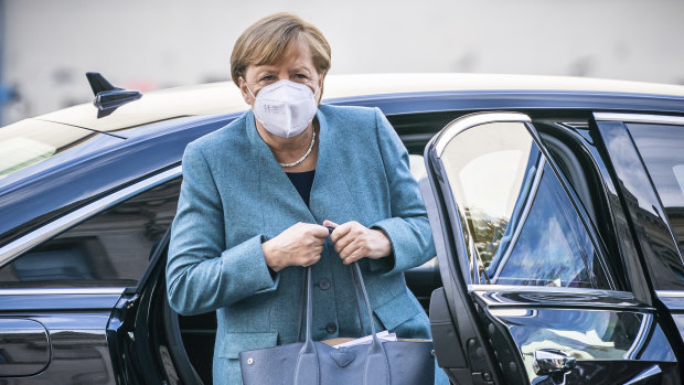 German Chancellor Angela Merkel arrives at the federal parliament in Berlin on Tuesday.