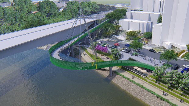An artist's impression of the new cycle bridge at South Brisbane. 