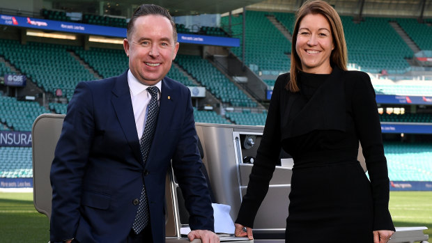 Qantas Group CEO Alan Joyce and Qantas Loyalty CEO Olivia Wirth.