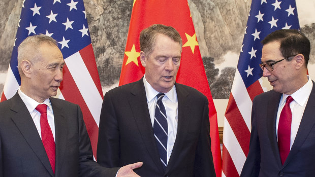 China's vice-premier Liu He (left) and US Treasury secretary Steven Mnuchin (right) are trying to wrap up trade talks.