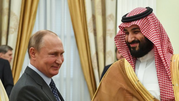 Strongmen have alternatives in the Middle East: Russian President Vladimir Putin, shakes hands with Saudi Arabian Crown Prince Mohammed bin Salman during their meeting in Moscow in June. 