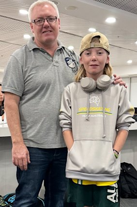 Jaxon with his father. 