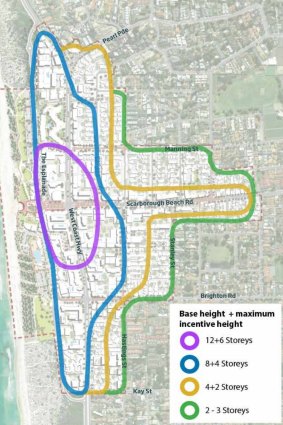 The indicative tower height limits set by Development WA.