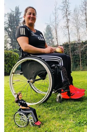 Paralympian Francisca Mardones, from Chile, and her Barbie mini me.