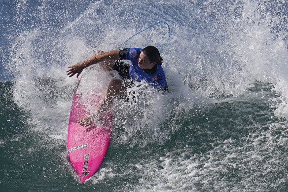 Tyler Wright practising for the WSL finals in California.