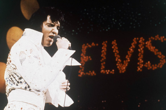 This 1972 file photo shows Elvis Presley during a performance.