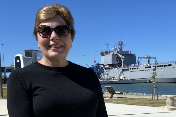 Jacqueline Bennett was at the Brisbane International Cruise Terminal to meet her grand daughter Michaeala, who serves on the HMAS Choules.