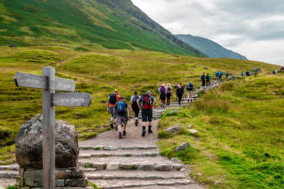 Walking along the foot of Ben Nevis, Britain’s highest peak.
