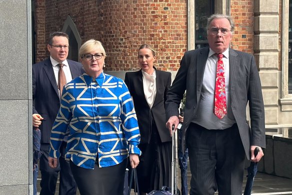 Senator Linda Reynolds arriving at court today with her lawyer, Martin Bennett.