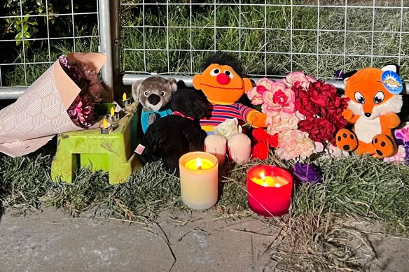 Candles were lit and placed outside the Werribee home on Sunday night.