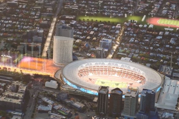 A concept image of The Gabba as an Olympic athletics venue.