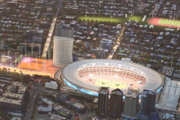 A concept image of the Gabba as the main venue for the 2032 Olympic and Paralympic Games.