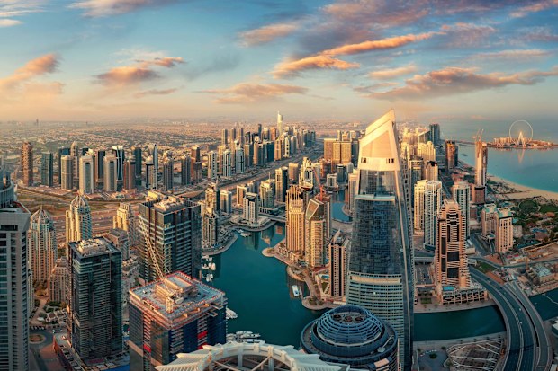 View of the Dubai skyline.