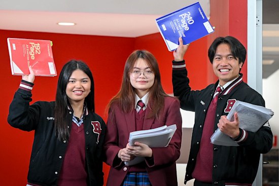 Braybrook College students Jecka Gloria, Katie Vo and Jamal Laqvi.