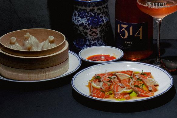 Dumplings and cured salmon at Drunken Dumpling.