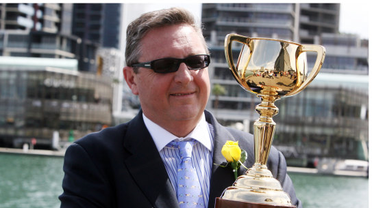 Lee Freedman with the Melbourne Cup