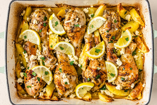 Greek lemon chicken and potatoes.