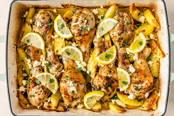 Greek lemon chicken and potatoes.