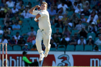 Shane Warne’s bowling action, about to unleash hell on another unsuspecting opponent.