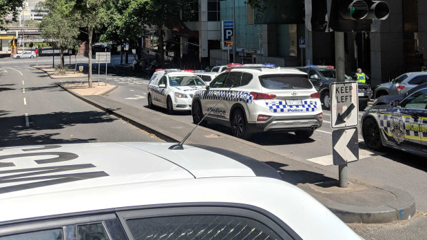 Police blocked off access to Flinders Street after the incident.