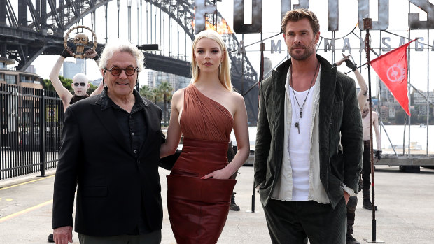George Miller, Anya Taylor-Joy and Chris Hemsworth launching Furiosa: A Mad Max Saga in Sydney.