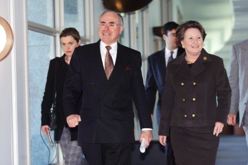 John Howard with wife Janette, his most trusted adviser, at Parliament House.