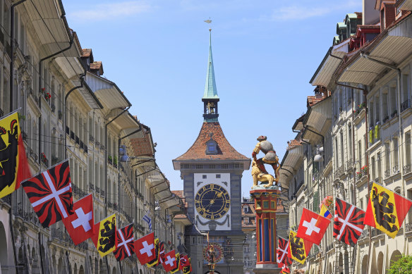 Bern’s medieval clock will entertain you for free every hour.