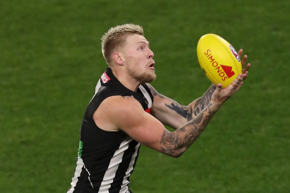 Jordan De Goey is back playing for the Pies after a layoff due to injury.