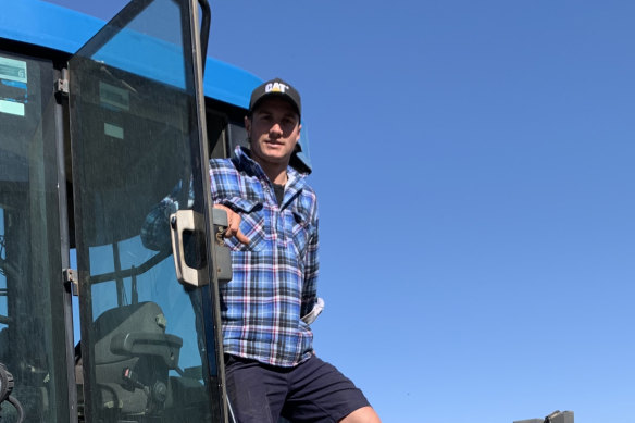 Richmond's Liam Baker on the family farm in Pingaring, WA.