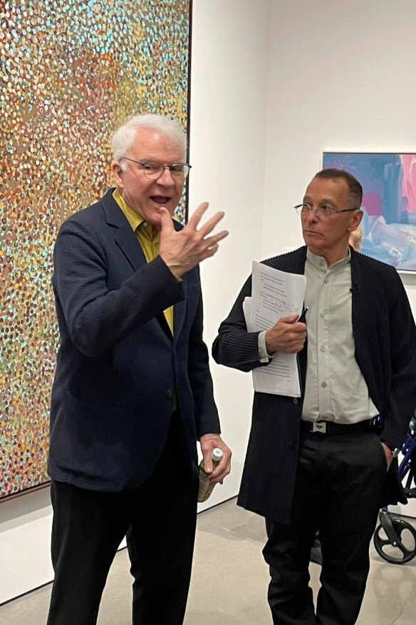 Steve Martin (at left, with Danny Goldberg) at 60 over 50.