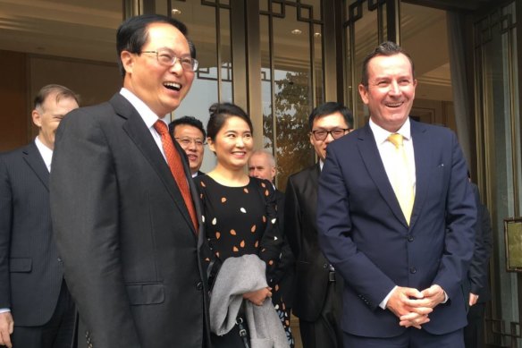 Premier Mark McGowan celebrates the 30th anniversary of the WA-Zhejiang sister-state relationship with Province Communist Party of China Secretary Che Jun on November 10, 2017.