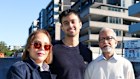 Arjun Chowdrey with parents Aruna and Prodip at the property in Willoughby that he bought that is getting built.
