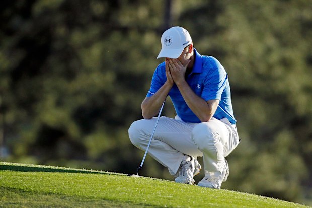 Jordan Spieth during the final round of the 2016 US Masters. He came unstuck on the 12th with a quadruple bogey. 