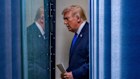 President Donald Trump arrives to brief reporters after the bombshell court decision.