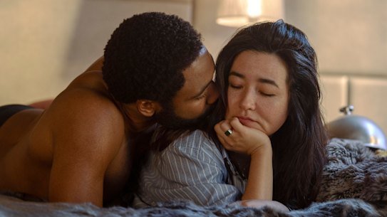 Donald Glover, left, and Maya Erskine in a scene from Mr. & Mrs. Smith.