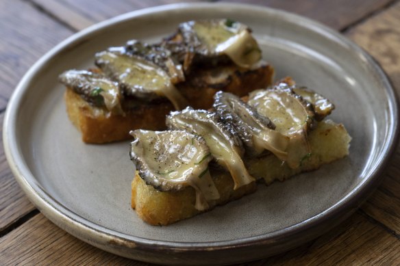 The go-to dish: Morels on toast, a fleeting seasonal speciality.